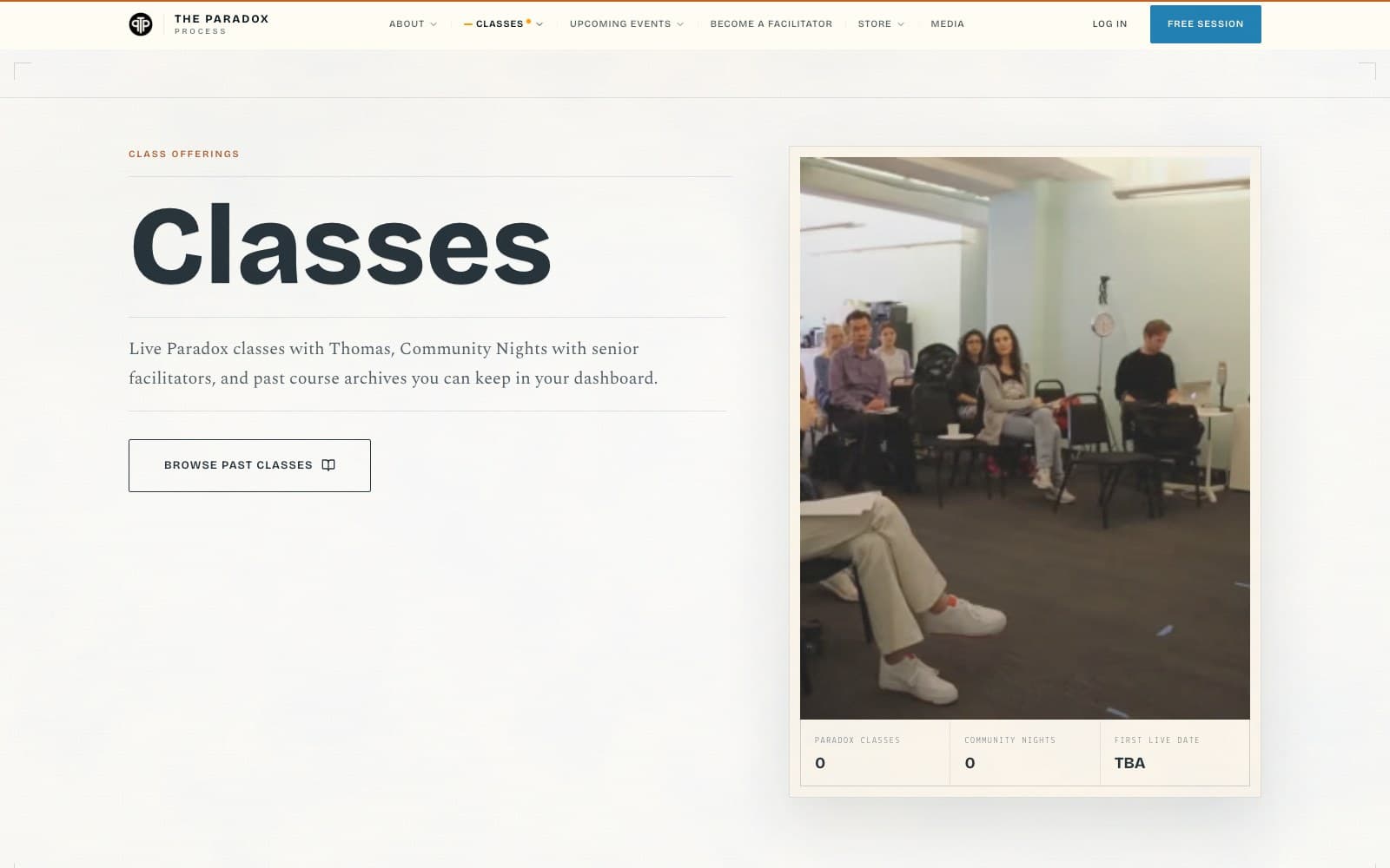 The custom prototype live classes page